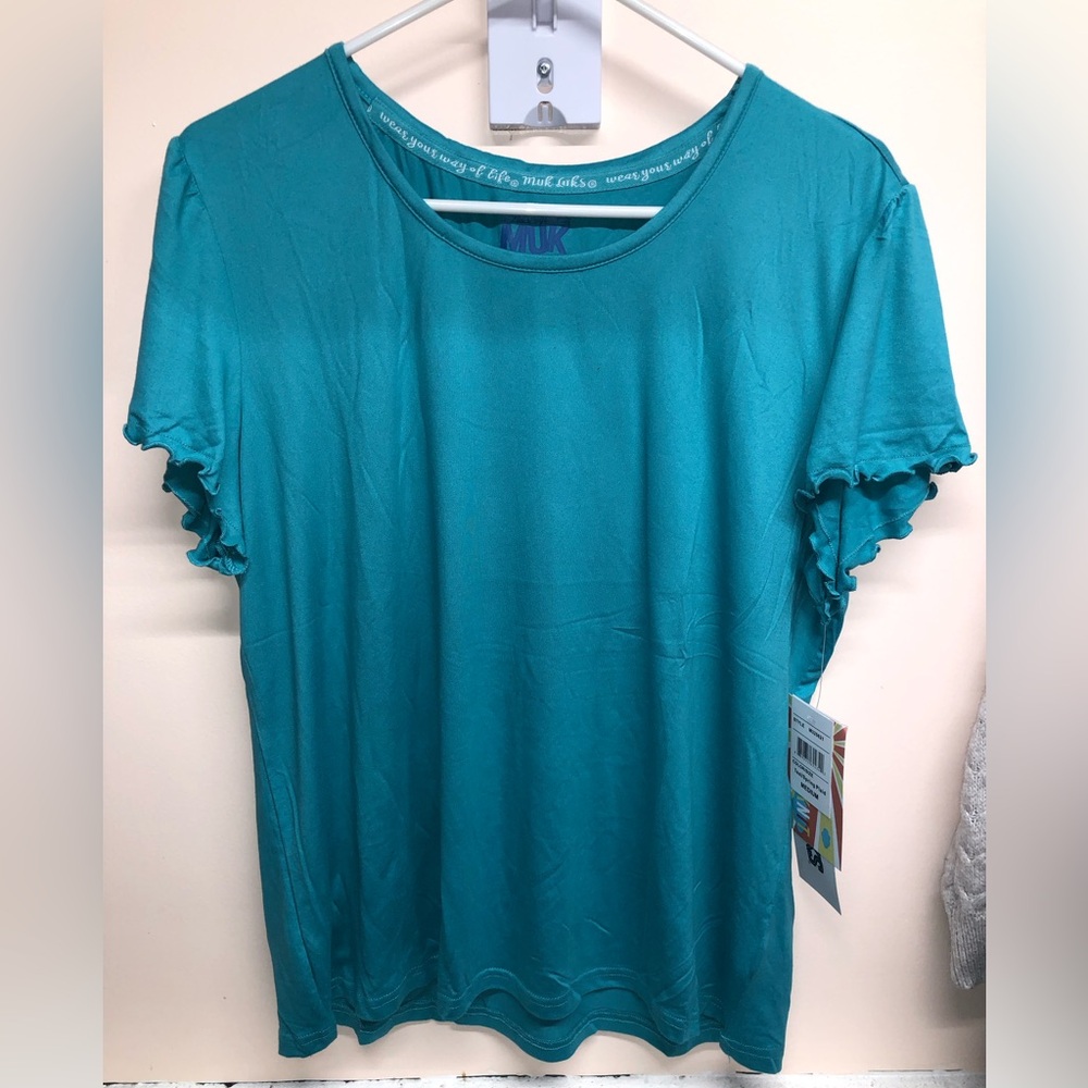Muk Luks Teal Short Sleeve Women's Tee
